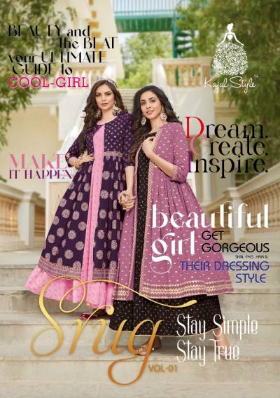 Srug Vol 1 By Kajal Style Fancy Attractive Printed Gown With Srug Collection